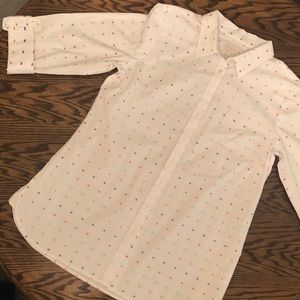 Talbots Clip Dot Classic Cotton Shirt Size Medium
